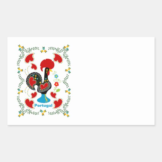 Traditionele rooster van Portugal in zwart Rechthoekige Sticker (Voorkant)