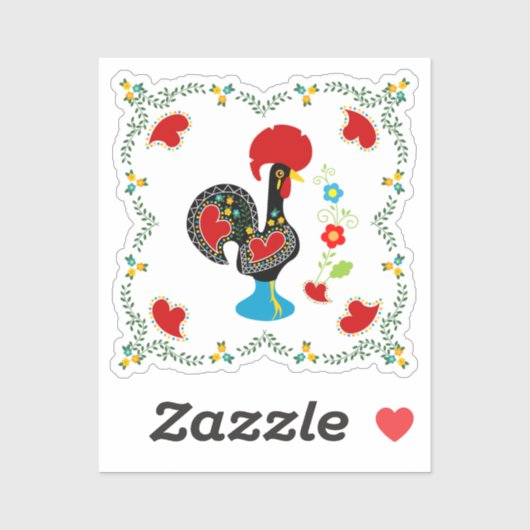 Traditionele rooster van Portugal in zwart Sticker (Vel)