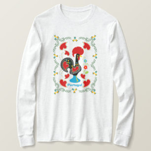 Traditionele rooster van Portugal in zwart T-shirt