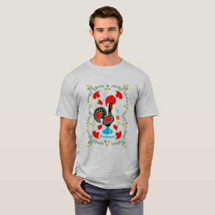 Traditionele rooster van Portugal in zwart T-shirt
