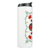 Traditionele rooster van Portugal in zwart Thermosbeker (Gedraaid links)