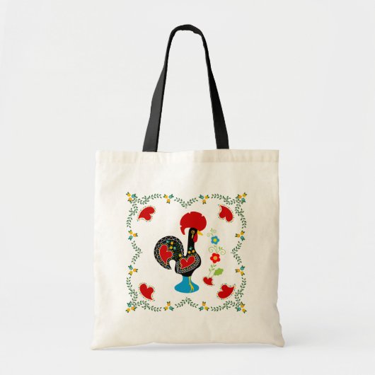 Traditionele rooster van Portugal in zwart Tote Bag (Voorkant)