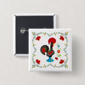 Traditionele rooster van Portugal in zwart Vierkante Button 5,1 Cm (Voorkant /achterkant)