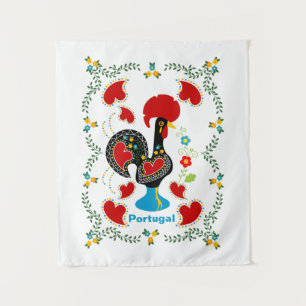 Traditionele rooster van Portugal in zwart Wandkleed