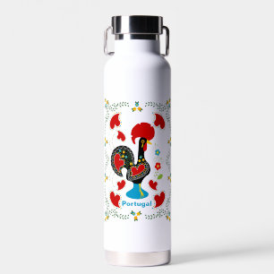 Traditionele rooster van Portugal in zwart Waterfles