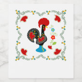 Traditionele rooster van Portugal in zwart Wijn Etiket (Enkel label)