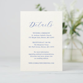 Traditionele Royal Blue Elegant Wedding Informatiekaartje