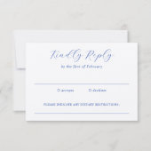 Traditionele Royal Blue Elegant Wedding RSVP Kaartje (Voorkant)