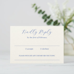 Traditionele Royal Blue Elegant Wedding RSVP Kaartje