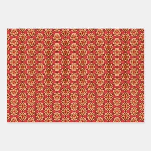 Traditionele Royal Red en Gold Inpakpapier Vel (Voorkant 3)