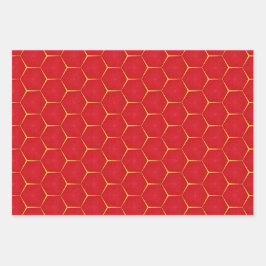 Traditionele Royal Red en Gold Inpakpapier Vel