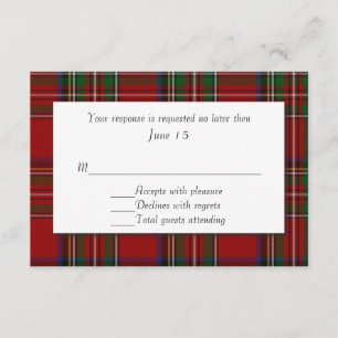 Traditionele Royal Stewart Pset Wedding RSVP-kaart RSVP Kaartje