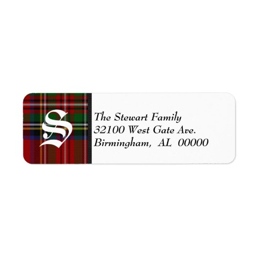 Traditionele Royal Stewart Tartan Plaid Monogram Etiket (Voorkant)