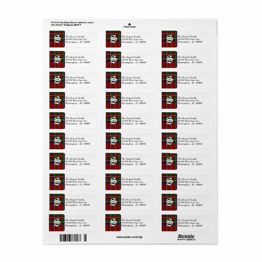 Traditionele Royal Stewart Tartan Plaid Monogram Etiket (Full Sheet)