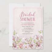 Traditionele Roze Bloemen Bruids Douche uitnodigin Kaart (Voorkant)