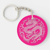 Traditionele roze Chinese drakencirkel Sleutelhanger (Voorkant)