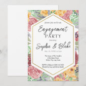 Traditionele roze en gele Floral Engagement Party Kaart (Voorkant / Achterkant)