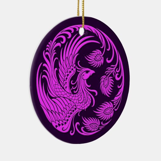 Traditionele roze en Paarse Phoenix Circle Keramisch Ornament (Rechts)