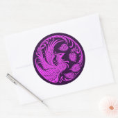 Traditionele Roze en Paarse Phoenix Circle Ronde Sticker (Envelop)