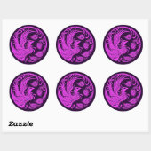 Traditionele Roze en Paarse Phoenix Circle Ronde Sticker (Vel)