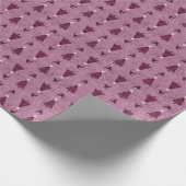 Traditionele roze kerstbomen en rendieren cadeaupapier (Hoek)