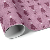 Traditionele roze kerstbomen en rendieren cadeaupapier (Rol Hoek)