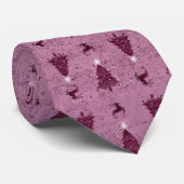 Traditionele roze kerstbomen en rendieren stropdas (Opgerold)