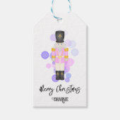 Traditionele Roze & Lila Kerst Notenkraker Cadeaulabel (Voorkant)