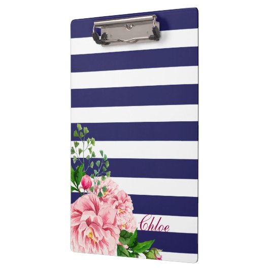 Traditionele Roze Rozen & Rosebuds Bloemennaam Klembord (Links)