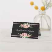 Traditionele roze rozen | Zwart | Florentijns ontw Plaatskaartje (Achterkant)