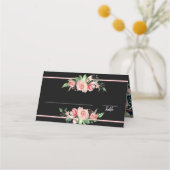 Traditionele roze rozen | Zwart | Florentijns ontw Plaatskaartje (Voorkant)