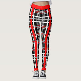 Traditionele ruit - Rood Wit Zwart Leggings
