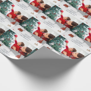 Traditionele Rustic 1-foto Winterkerst Cadeaupapier