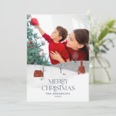 Traditionele Rustic 1-foto Winterkerst Feestdagenkaart (Staand voorkant)