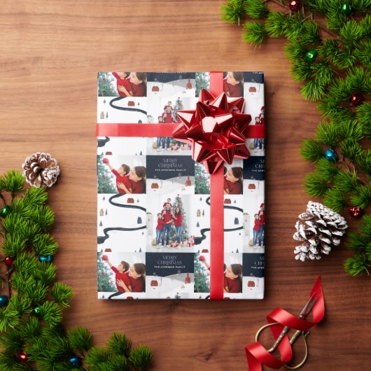 Traditionele Rustic 2-foto Winterkerst Cadeaupapier (Feestdagen Geschenken)