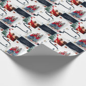 Traditionele Rustic 2-foto Winterkerst Cadeaupapier (Hoek)