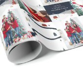 Traditionele Rustic 2-foto Winterkerst Cadeaupapier (Rol Hoek)