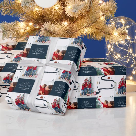 Traditionele Rustic 2-foto Winterkerst Cadeaupapier (Feestdagen)