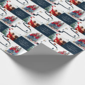 Traditionele Rustic 2-foto Winterkerst Cadeaupapier (Hoek)