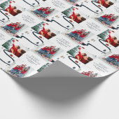 Traditionele Rustic 2-foto Winterkerst Cadeaupapier (Hoek)