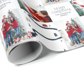 Traditionele Rustic 2-foto Winterkerst Cadeaupapier (Rol Hoek)