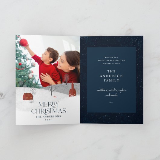 Traditionele rustieke foto Winter Prettig Kerstfee Feestdagen Kaart (Binnen)