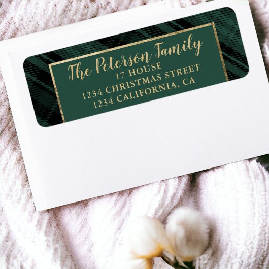Traditionele rustieke groen en goud geplakt Kerstm Etiket