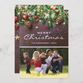 Traditionele Rustieke Kerstvakantie Foto Feestdagenkaart (Voorkant / Achterkant)