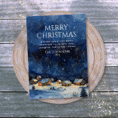 Traditionele Rustieke Waterverf Nachtelijke Hemel Feestdagenkaart