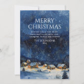 Traditionele Rustieke Waterverf Nachtelijke Hemel Feestdagenkaart (Voorkant)