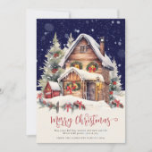 Traditionele rustieke winter foto Vrolijk Kerstfee Feestdagenkaart (Voorkant)