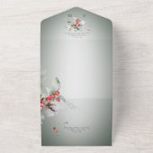 Traditionele Rustieke Winter Holly Berries QR Code All In One Uitnodiging (Buitenkant)