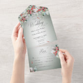 Traditionele rustieke winter Holly bessen diner All In One Uitnodiging (Afscheurbaar)