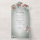 Traditionele rustieke winter Holly bessen diner All In One Uitnodiging (Binnen)